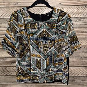 Harlowe & Graham Geometric Patterned Sheer Blouse